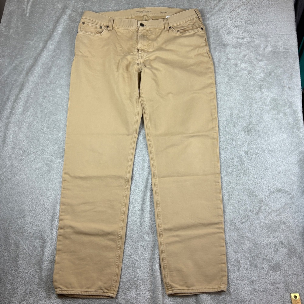 Banana Republic Pants Mens 38x34 (Fits 38x33) Traveler Slim Tan Khaki Stretch